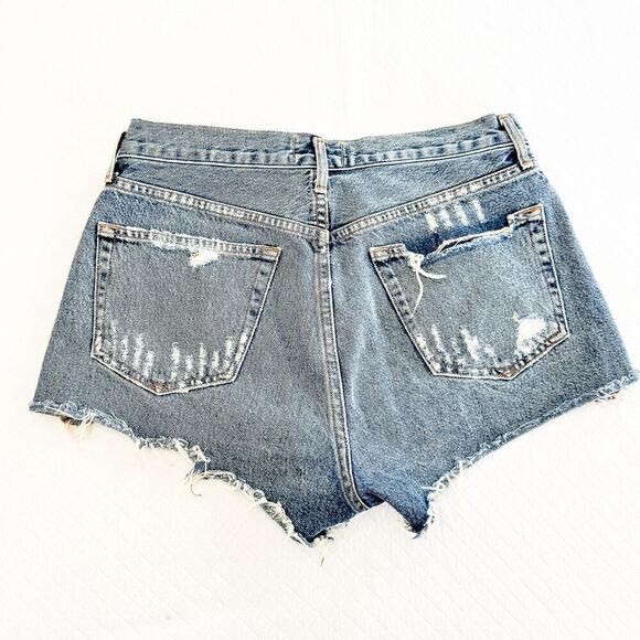 AGOLDE Vintage Denim Button Fly Cutoff Jean Shorts Raw Hem Size 27 - Picture 2 of 8